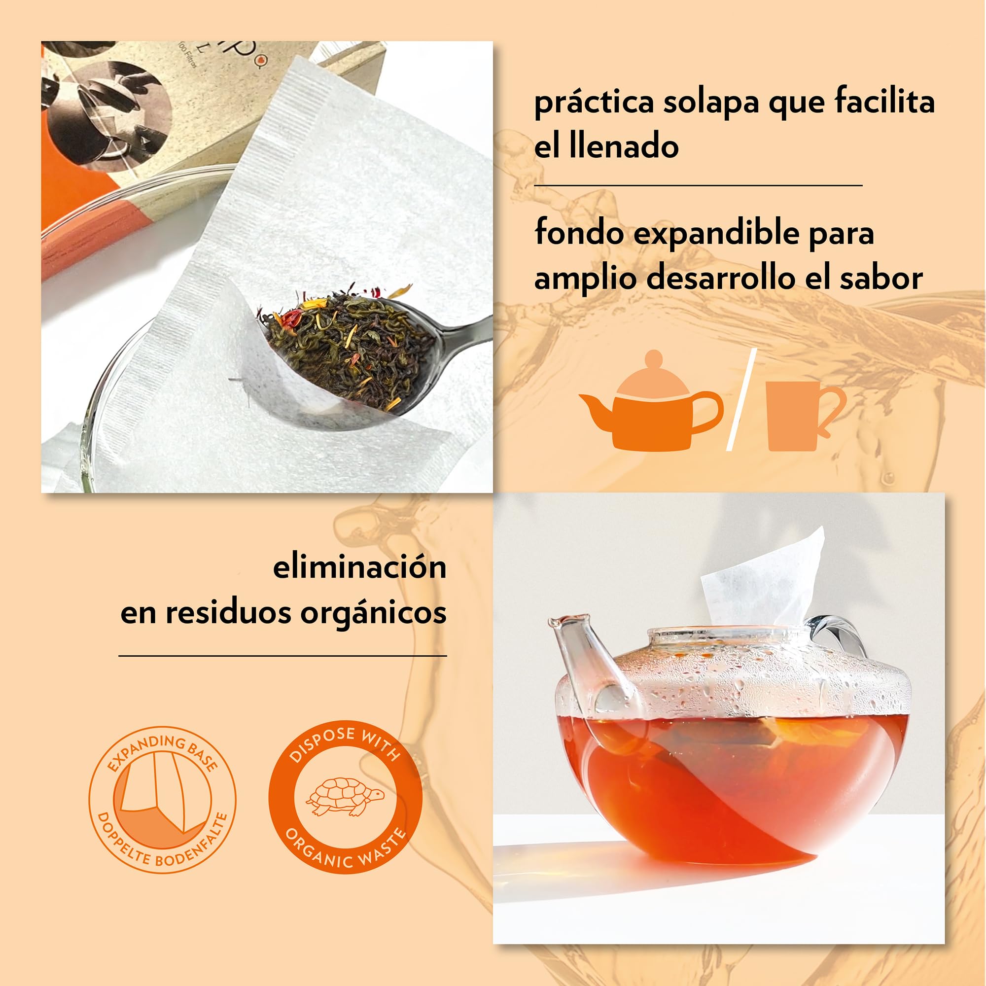 Finum - Filtros para té (Papel,100 Unidades, Talla L)