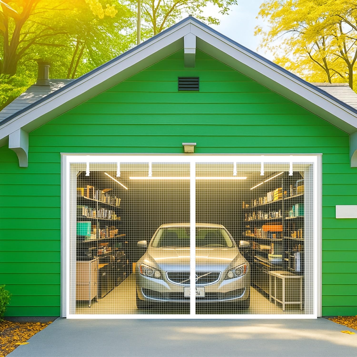 Moustiquaire magnétique pour porte de garage protection solaire en fibre de verre