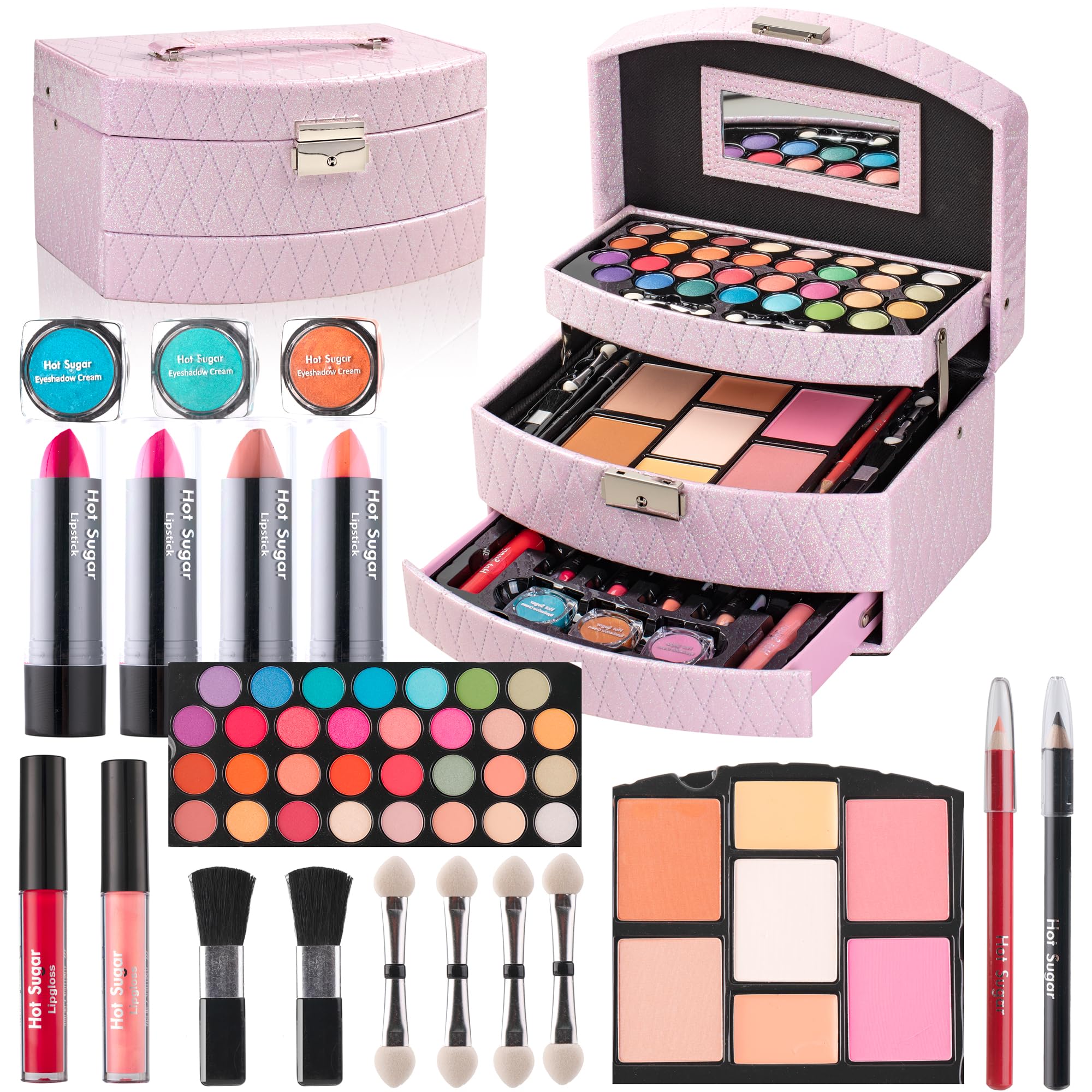 Hot Sugar Makeup Kit for Girls 10-12 | All-in-One Beginner Cosmetic Set with Real Tools & Cosmetics | Birthday Christmas Gift for Tweens, Teens & Kids