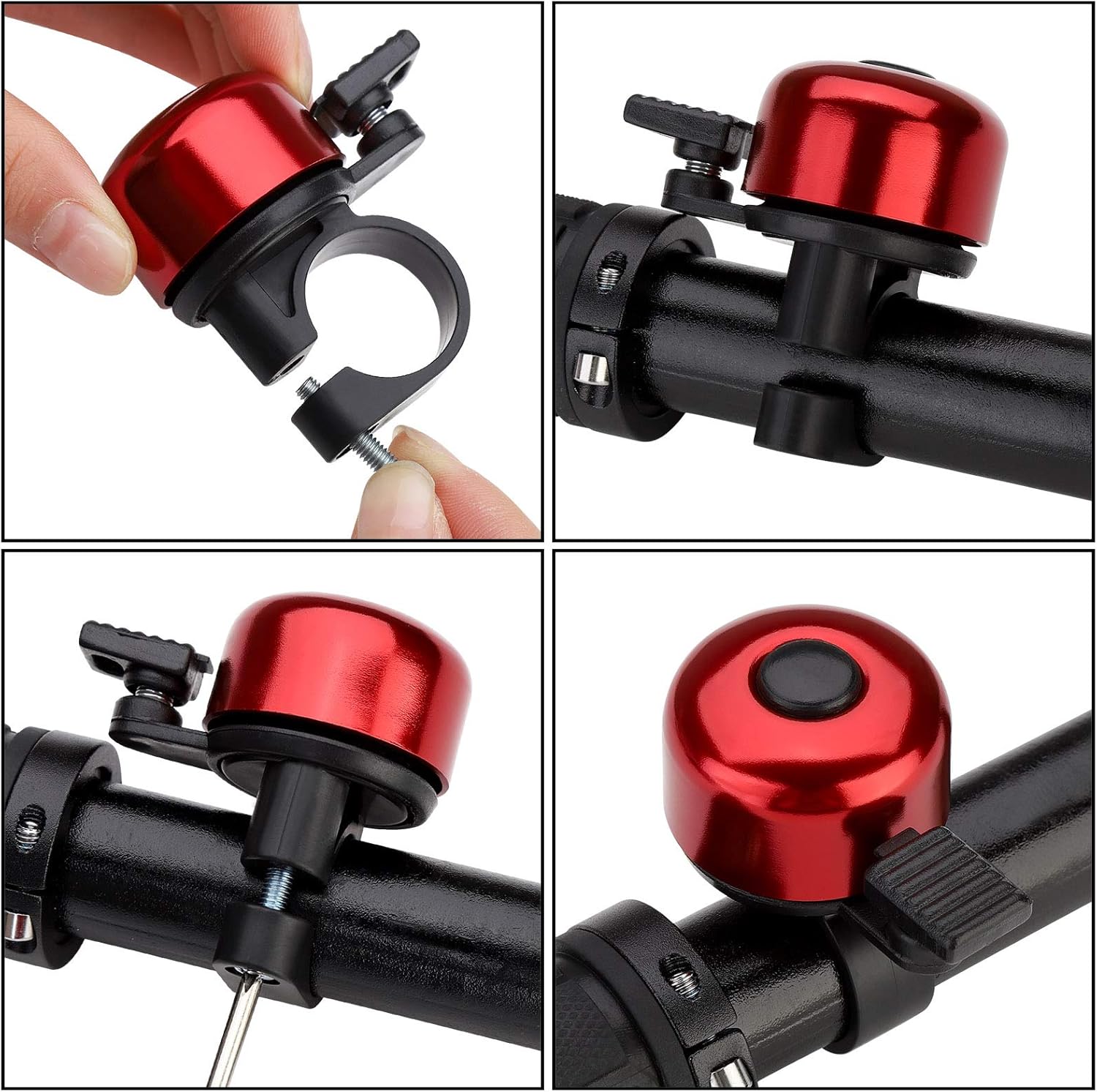 Paliston Bike Bell Bicycle Bell Crisp Sound for Adults Kids Boys Girls Red & Red, 2pcs-Red, 22 millimeters - Image 4