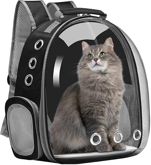 SMARTY Cat Carrier Backpack, Pet Carrier Backpack and Space Capsule Front Pack for Small Medium Cat Puppy Dog Carrier Backpack Bag, Pet Carrier for Travel Camping Hiking Walking-Black