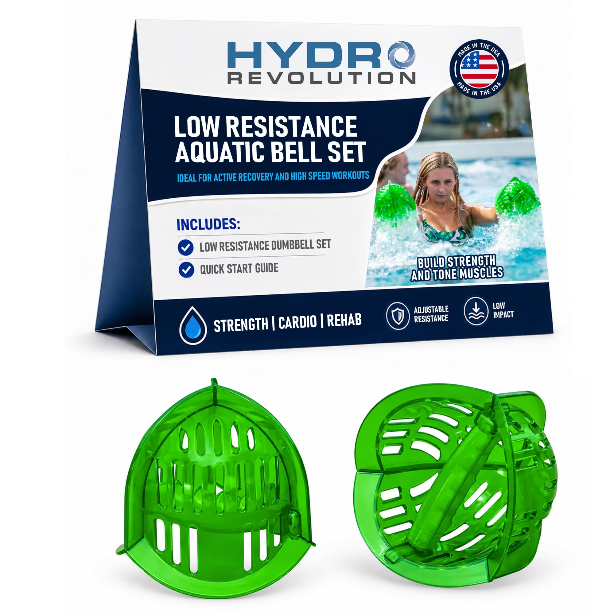 Total Body Pool Weights for Water Exercise Bundle, Polycarbonate Upper Body Bells &amp; Padded Lower Body Fins, Aqua Therapy, Pool Exercise, Water Aerobics, Color Indicate Resistance Level