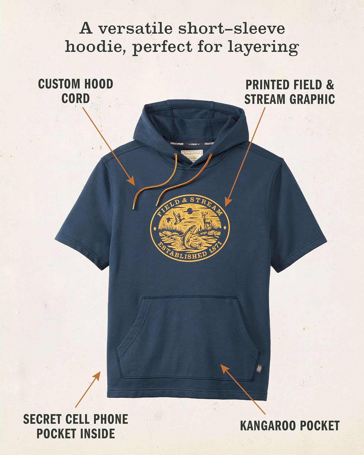 Field & Stream Skiff-Live Short Sleeve French Terry Graphic Hoodie
