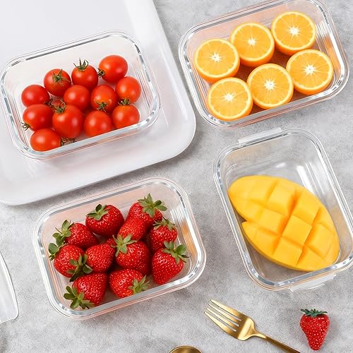 Miniatura 6 de Contenedores de almacenamiento de vidrio de 22 onzas con tapas, paquete de 5 recipientes de vidrio para preparación de comidas, contenedor de