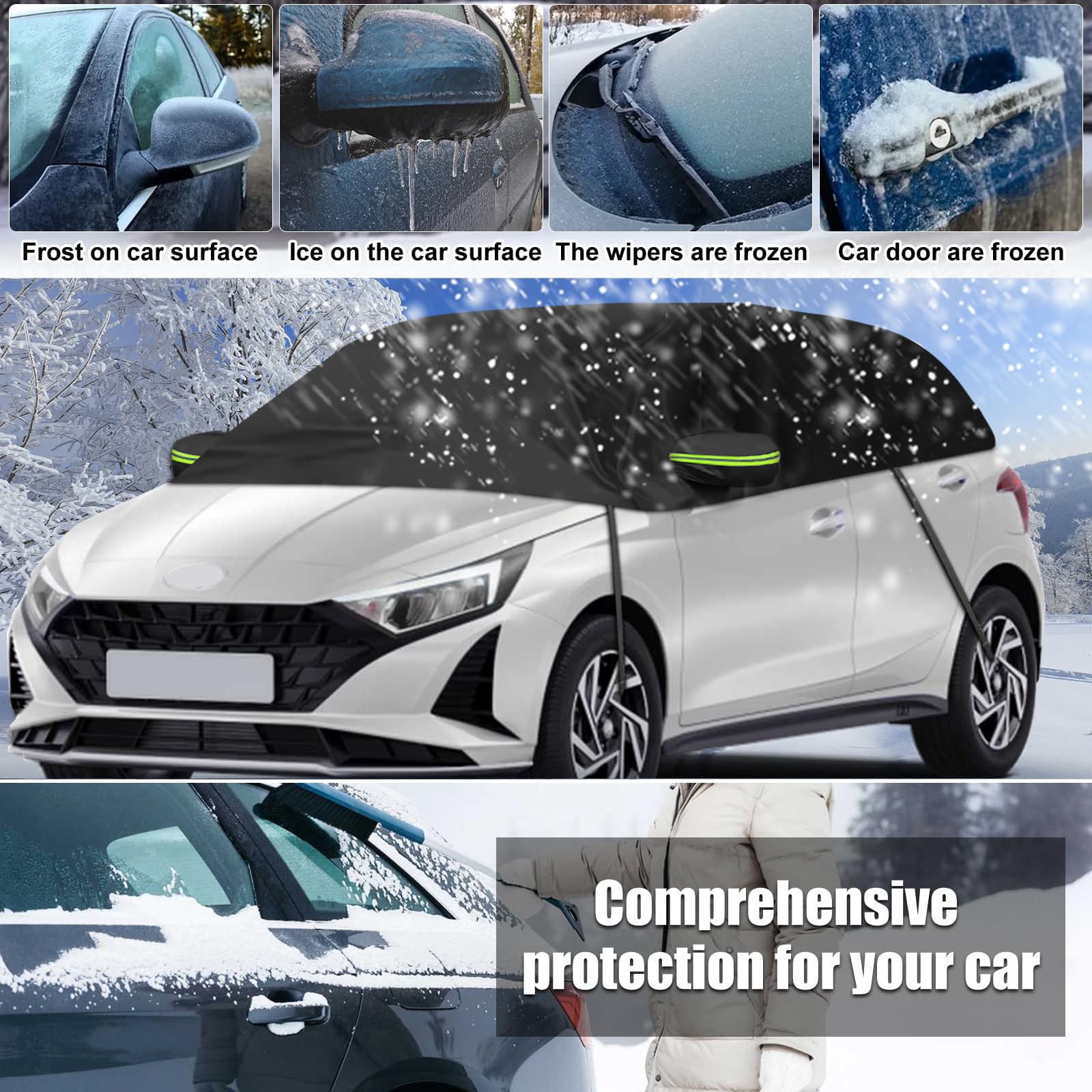 Copertura Auto Impermeabile Sostituzione per Hyundai i20 2008-2025, Copriauto Metà Morbida per Tetto Auto, Mezzo Garage Telone, Copertura Antivento per Tutte Stagioni, Resistente raggi UV