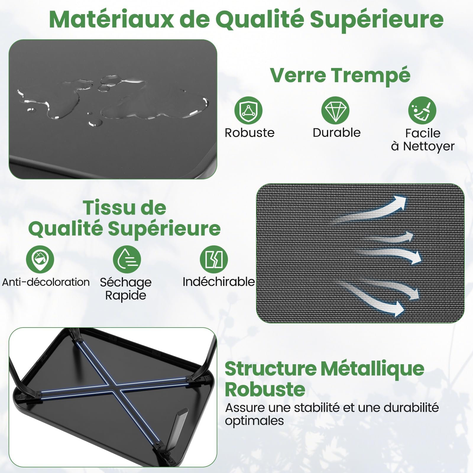GOPLUS Salon de Jardin 4 Personnes Exterieur, 4 Pcs Canapé Exterieur avec Table Basse en Verre Trempée, 2 Fauteuils, Ensemble de Bistrot pour Terrasse,Balcon (Noir)