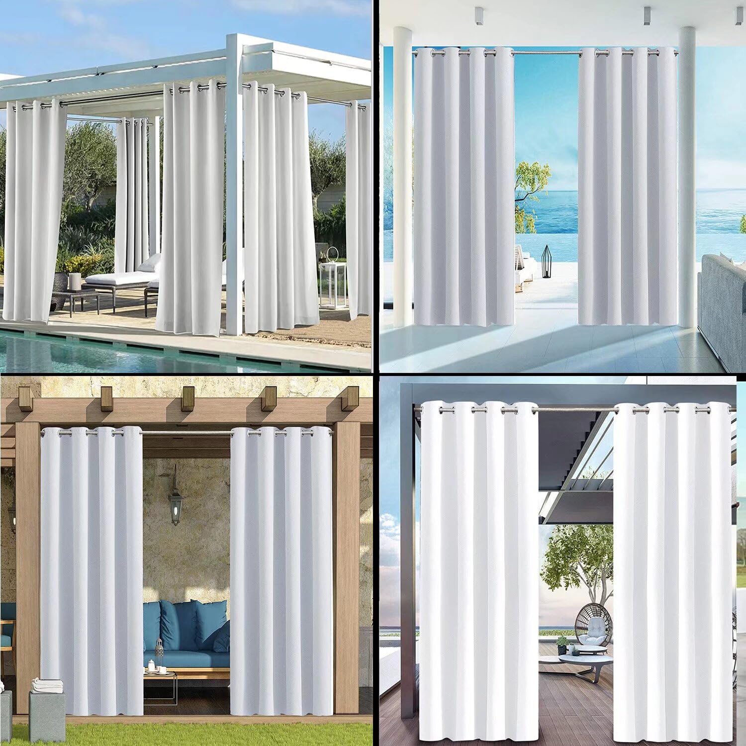 Blickdichte Outdoovorhänge wasserfest Wasserdicht Sonnenschutz Vorhang Balkon Outdoor Vorhang Wetterfest Wasserdicht für Balkon Terrasse Pergola Gardine Dunkelgrau B300xH235cm
