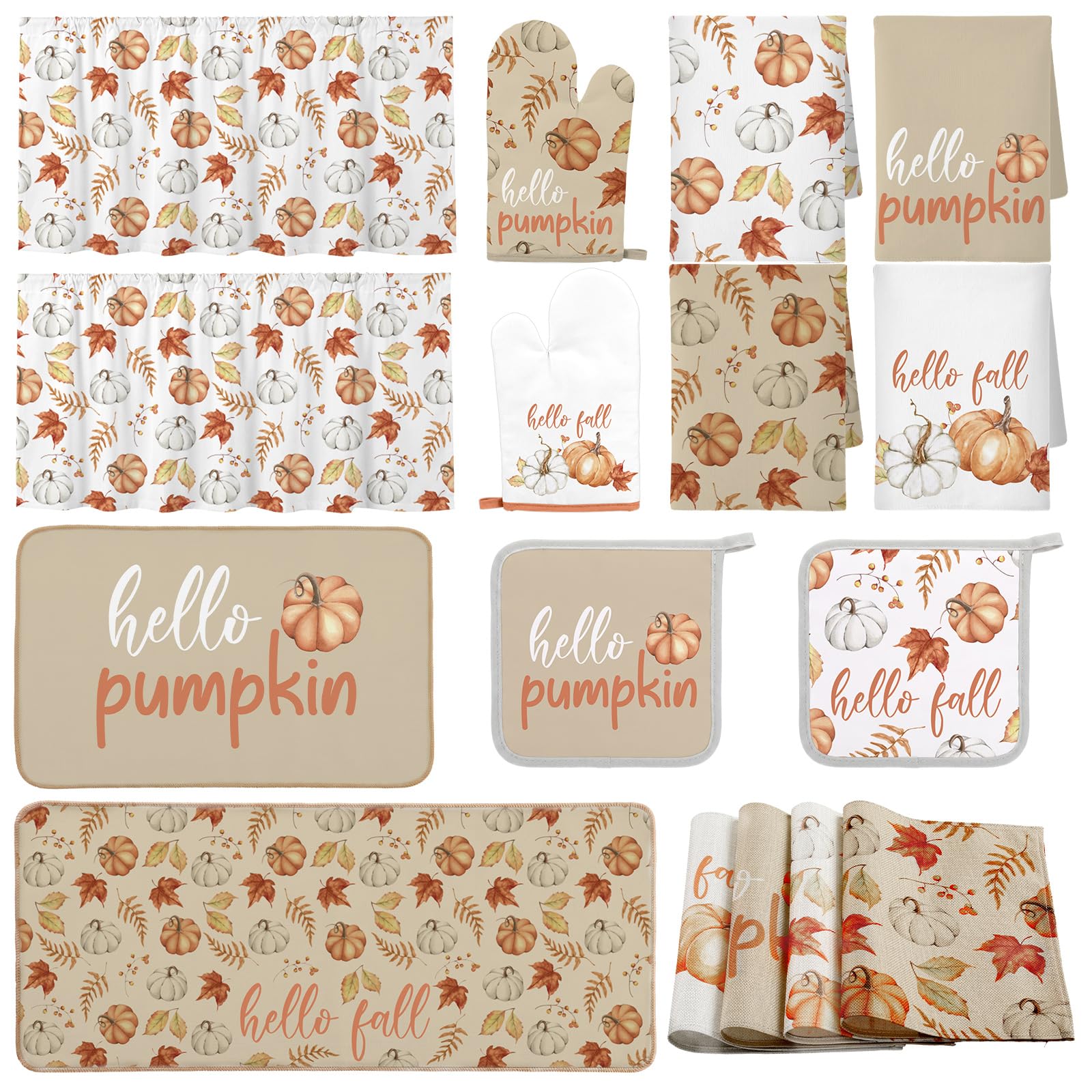 Fall Thanksgiving Kitchen Decor Set - 16 Pcs -13