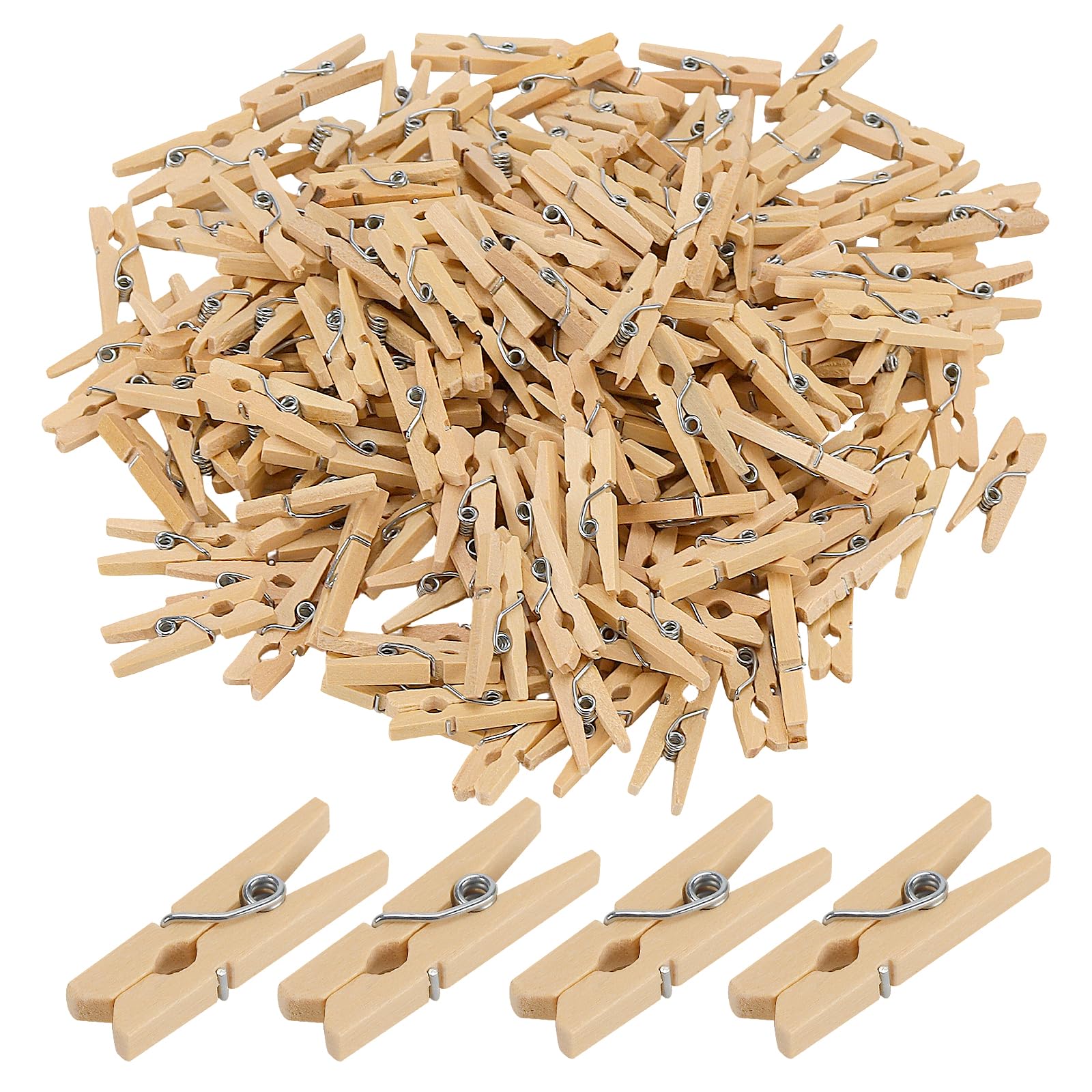 HONYUET Mini Wood Clothespins, 200 Pieces, 2.5 x 0.3 cm Small Wooden Pegs for DIY Craft Decoration