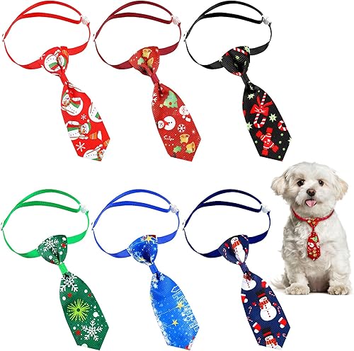 Frienda Corbatas de Navidad para perros, 6 piezas ajustables para mascotas, corbatas de Navidad para cachorros para festivales de Navidad,