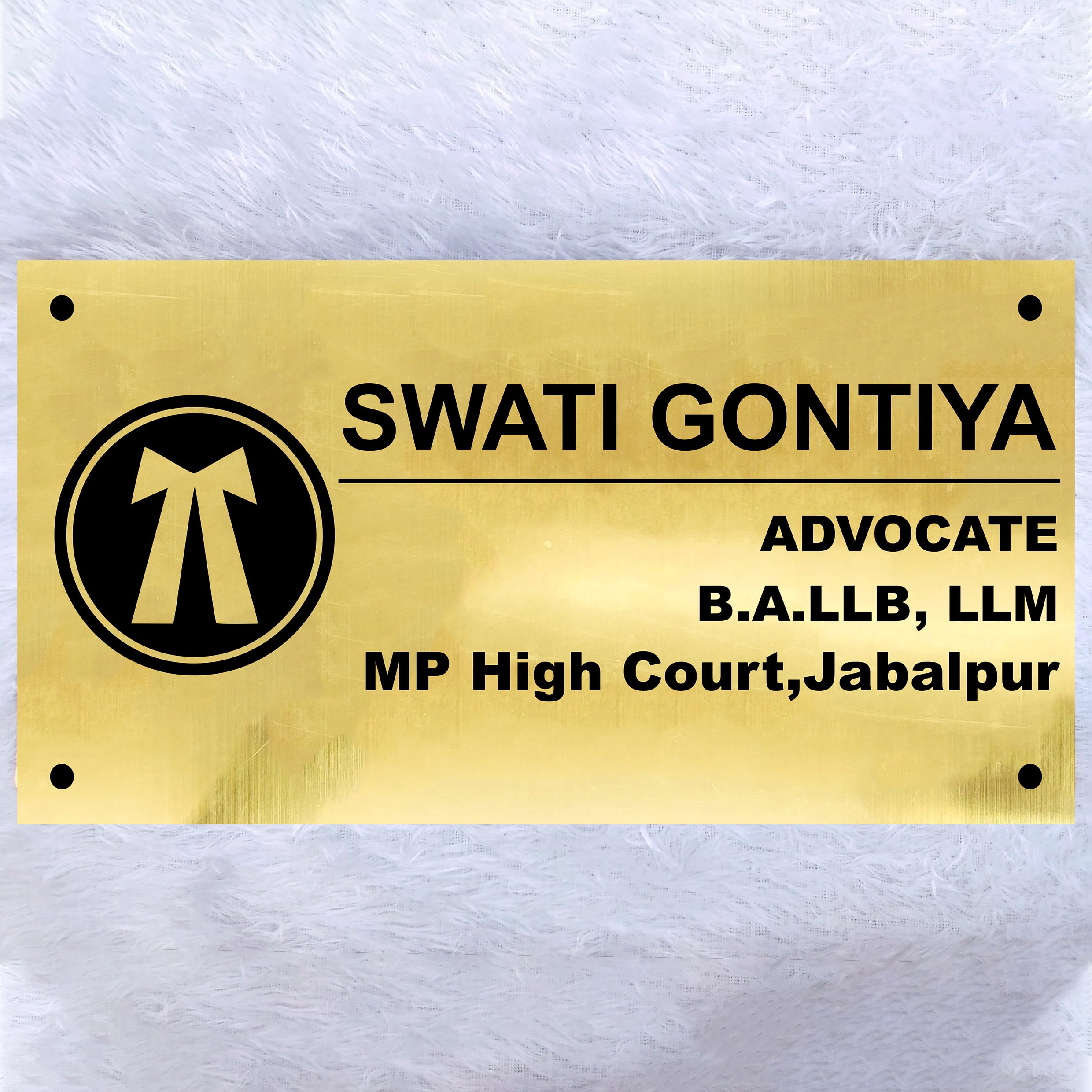 Infinity Gift's Professional Gold Name Plate for Advocate, Metal Nameplate with Legal Emblem, Office Door Sign-image-39