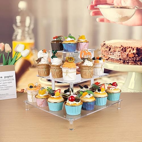 Miniatura 5 de ELEGANTLIFE Soporte elevador de acrílico Estante transparente de 3 niveles para Funko POP, Amiibo, figuras, coleccionables, cupcakes, perfumes,