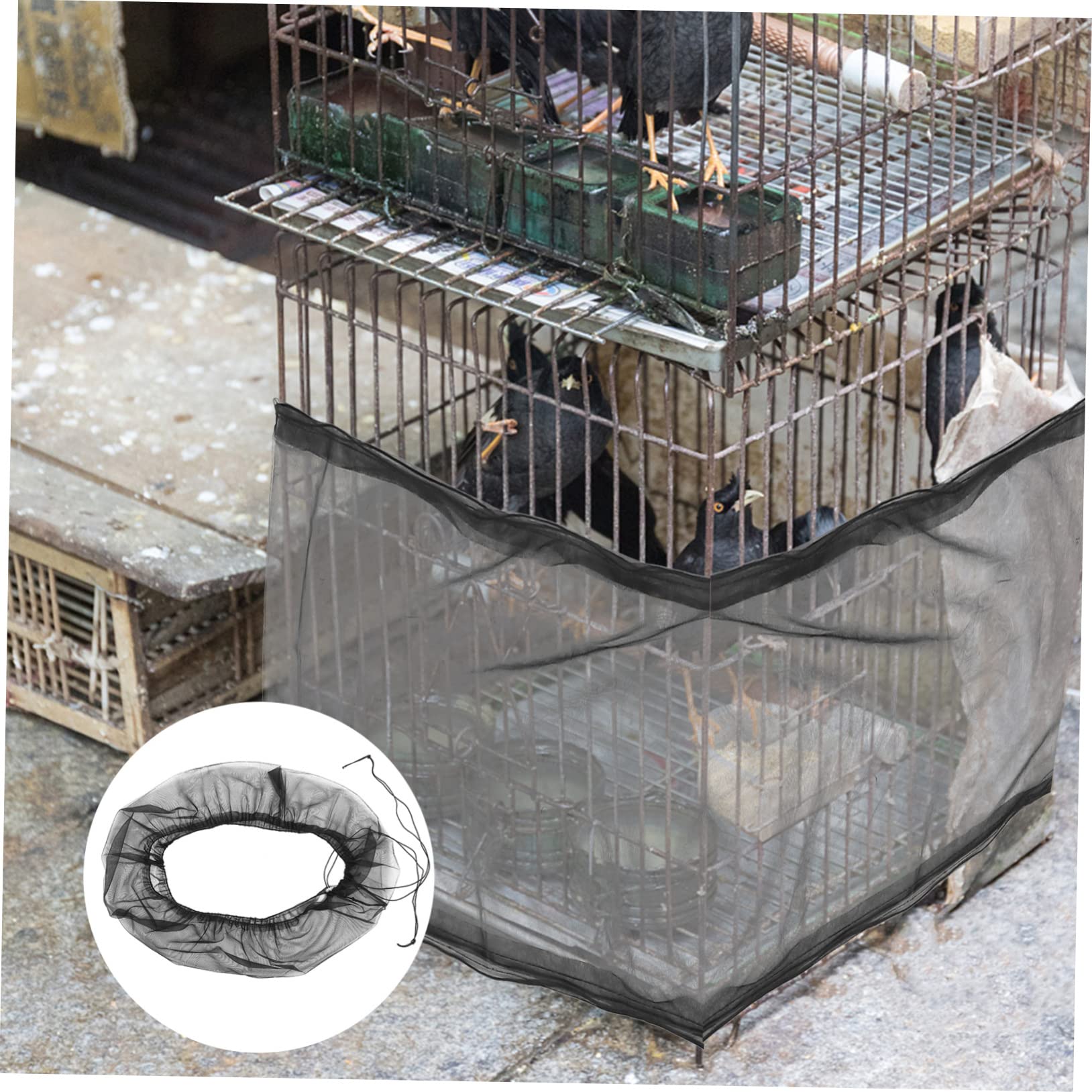 Yardwe Birdcage Netting Birdcage Cover Birdcage Accessories Parrot Cage Cover Bird Food Netting Black Stretchable Birdcage
