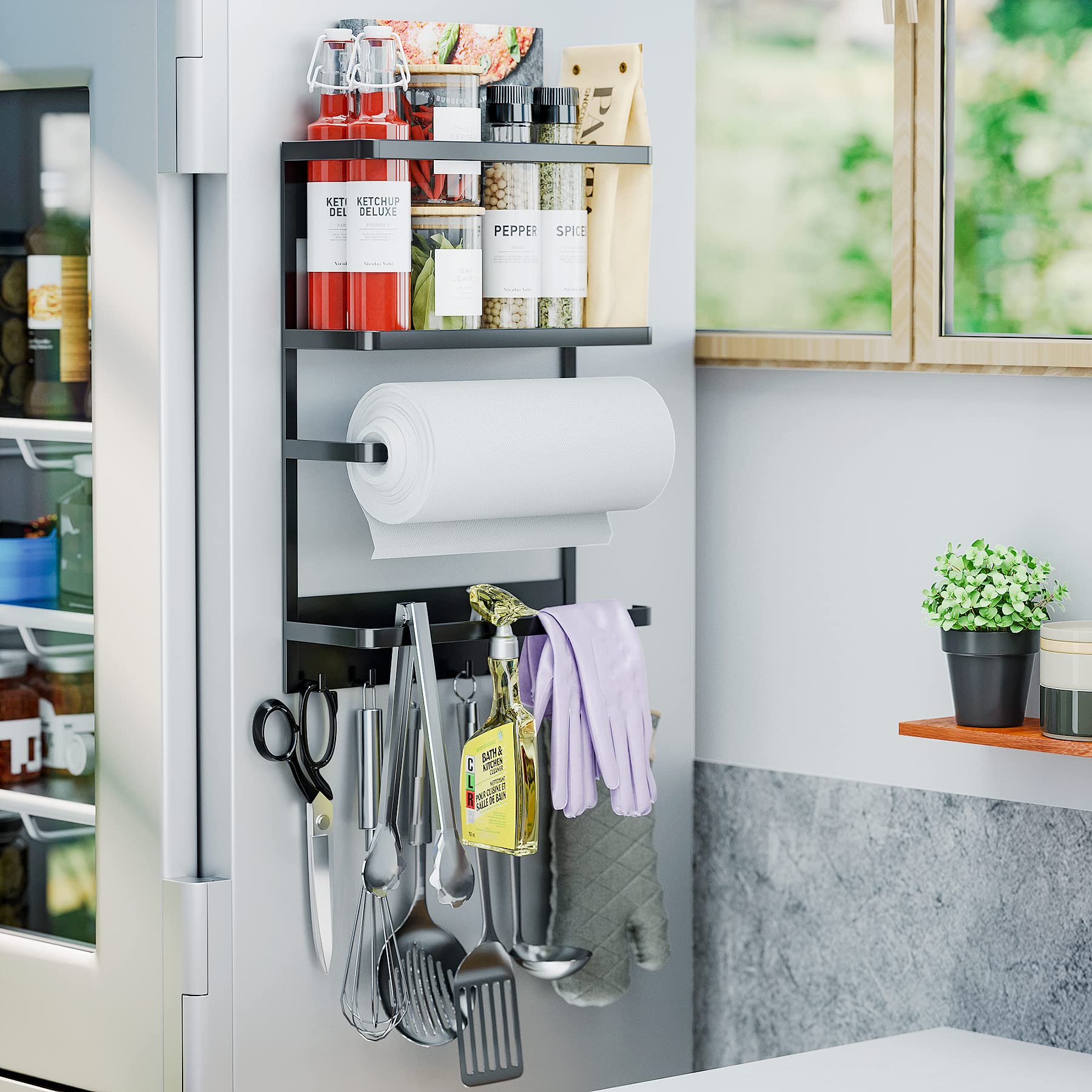 KOLIPI Spice Rack for Refrigerator Fridge Organizer Shelf 4 Tier