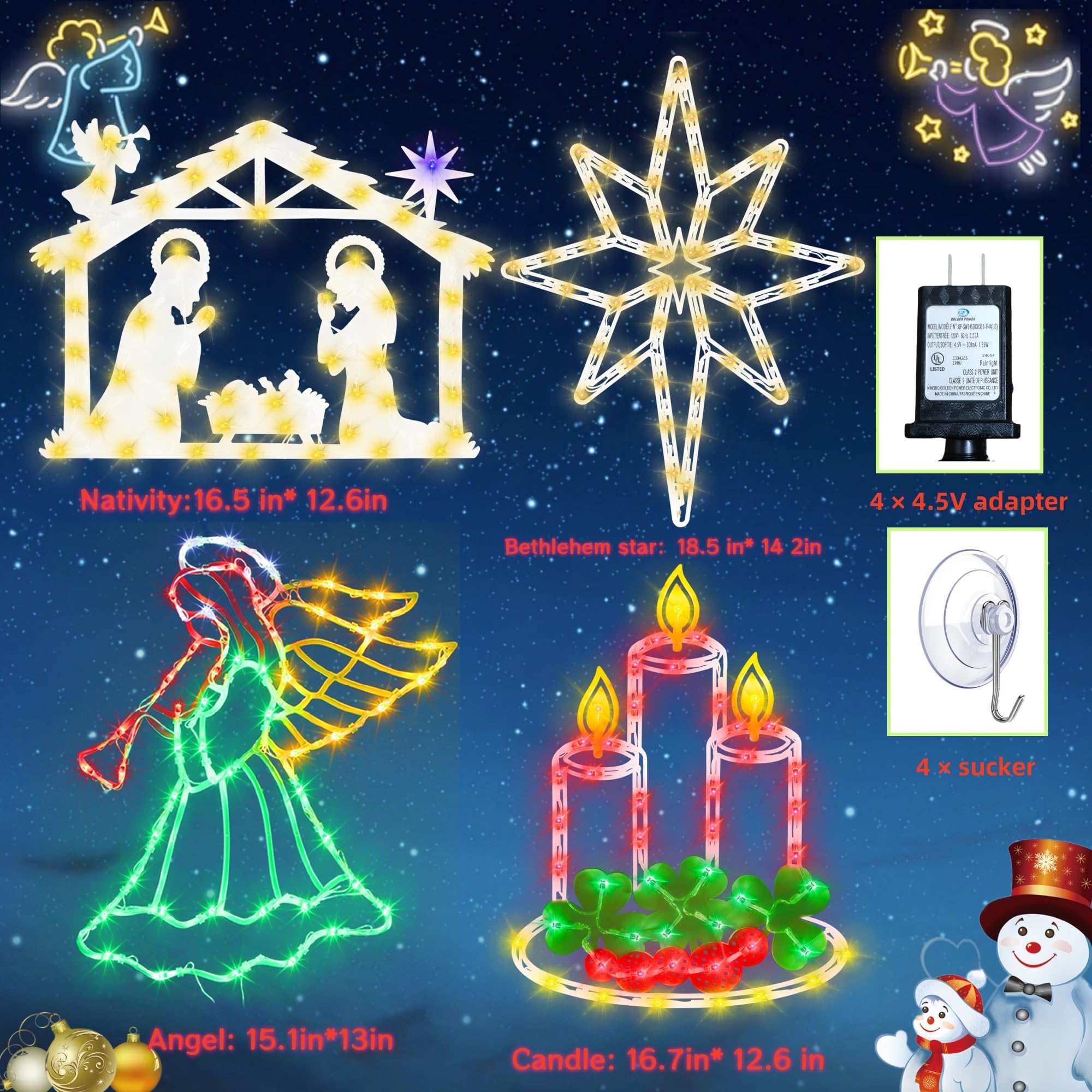 TRWYMZ Decoraciones navideñas: luces de silueta de ventana de Navidad de 16 pulgadas