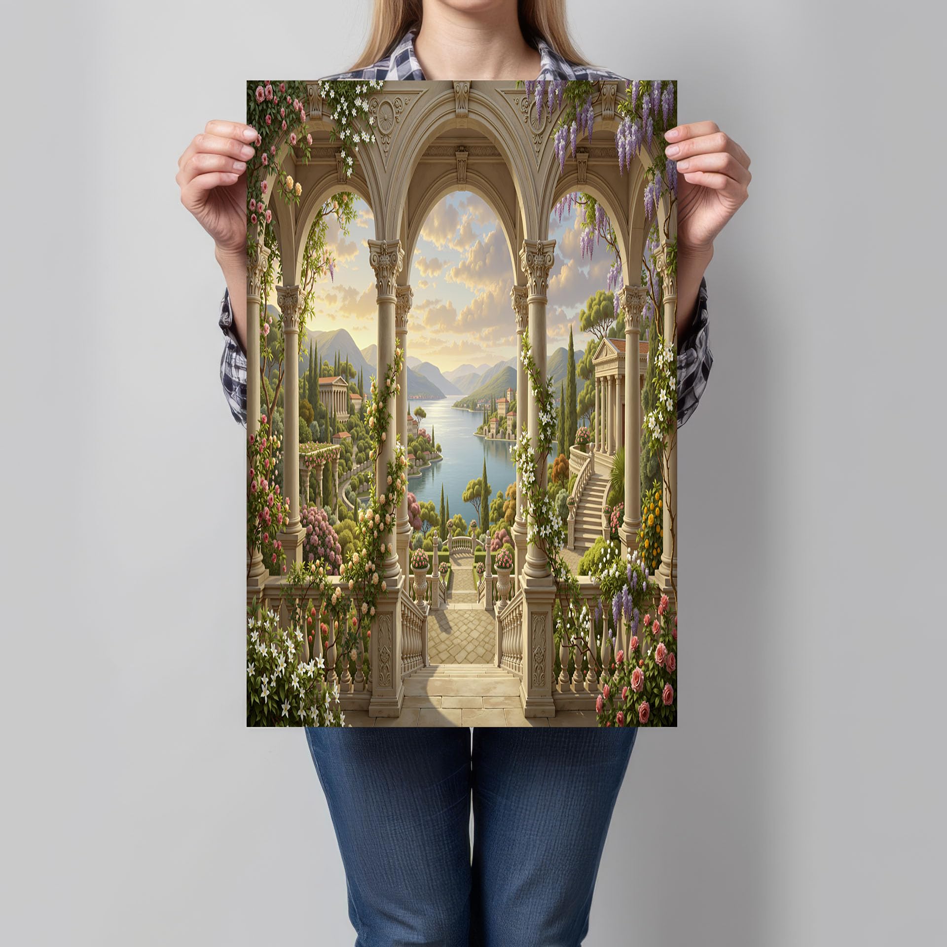 Impression sur toile classique romantique tableau mural paysage beige - 8