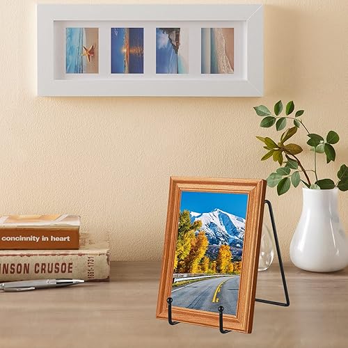 Miniatura 6 de IBosins Paquete de 5 soportes de exhibición de placas de 6 pulgadas, soporte de marco negro de metal para fotos, libros, caballete de fotos,