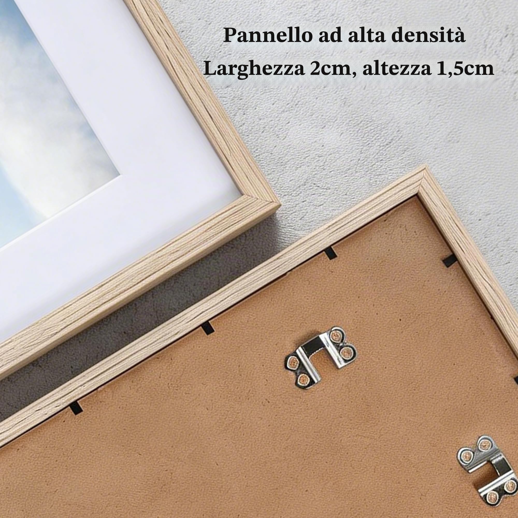 50x70cm Cornice Legno Chiaro, Beige, Acrilico Antiriflesso, 2 pezzi | Cornici sottili moderne appendibili orizzontali e verticali, adatte per foto, puzzle, poster e collage