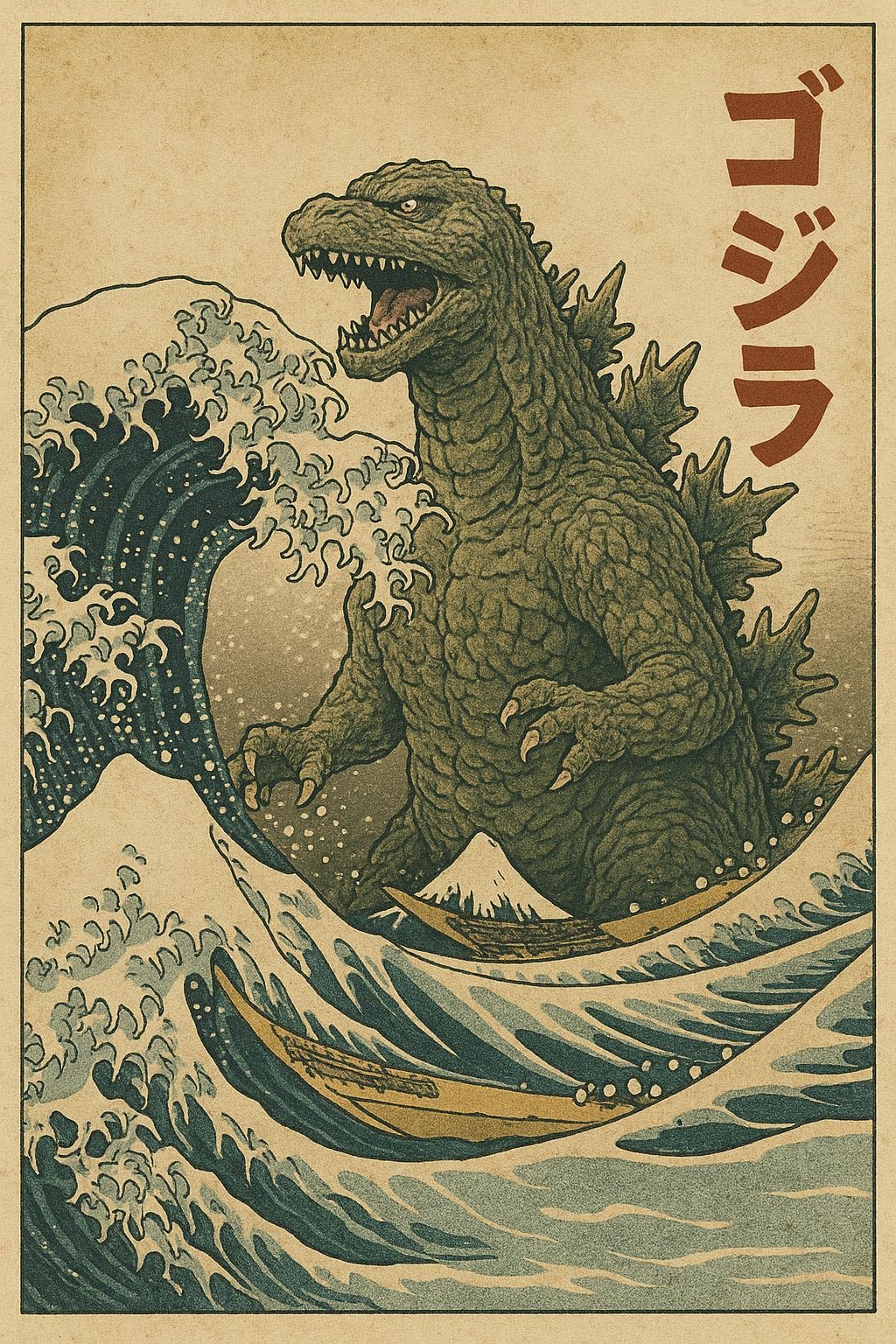 Amazon.com: Wall Art Impact Godzilla in the Great Wave – Vintage