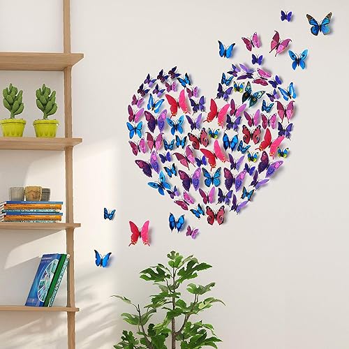 Miniatura 6 de Amaonm - 120 pegatinas de mariposa 3D, color morado