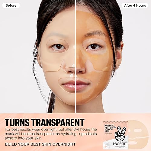 Miniatura 3 de PEACE OUT Skincare Overnight Bio-Collagen Recovery Mascarilla Hidratante para calmar la irritación de la piel, mejora la claridad de la piel con