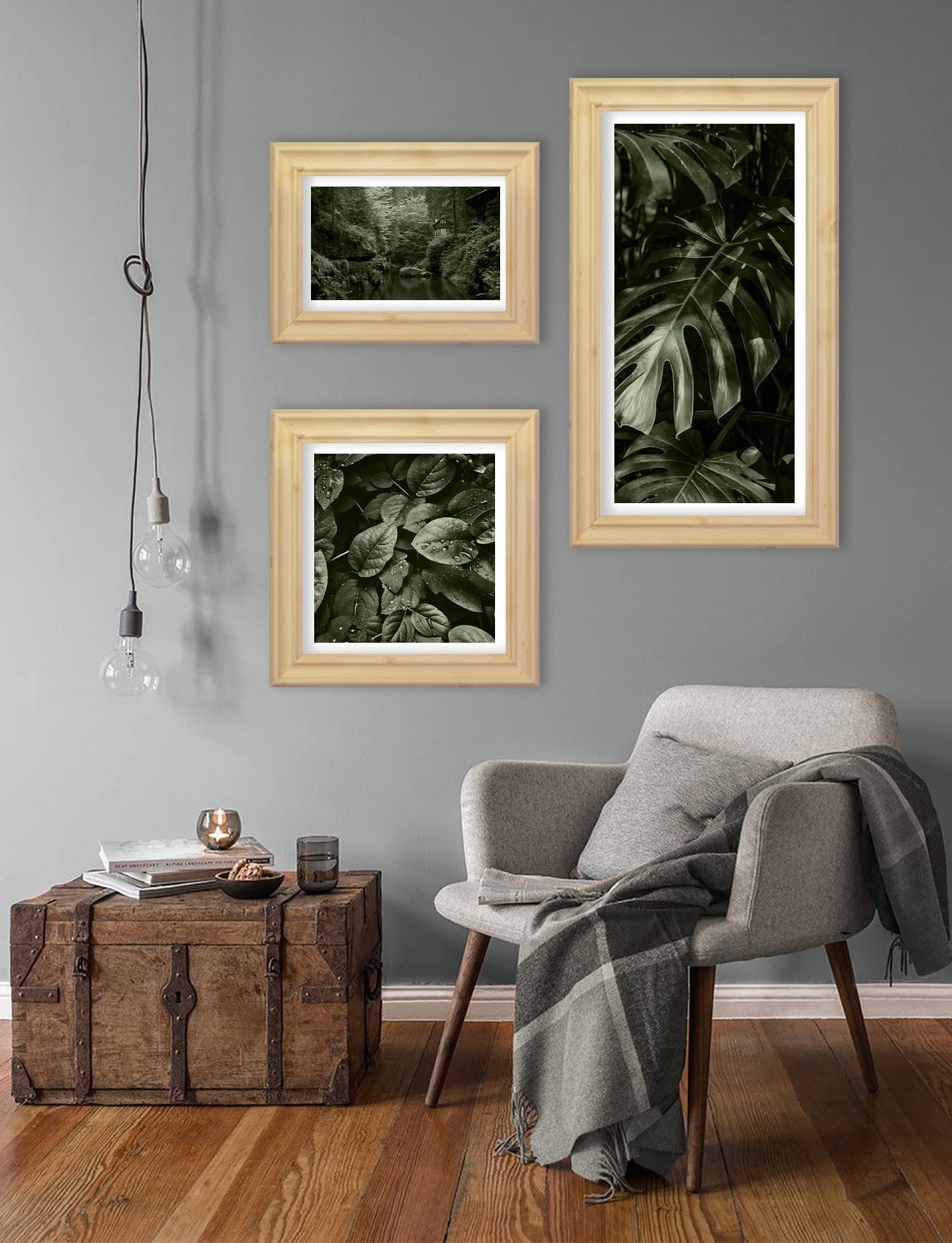BIRAPA Bergamo Bilderrahmen vintage Holz- Optik - Bilder Rahmen 55x75 cm - Fotorahmen Glas antireflex Plexiglasscheibe - Wanddeko Fotowand Fotogeschenke