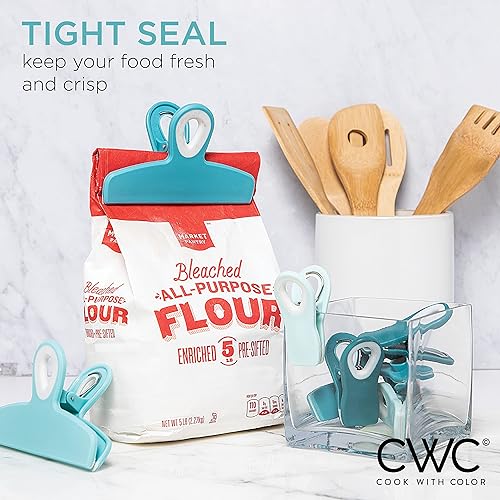 Miniatura 88 de COOK WITH COLOR Clips para bolsas – Clip de chip resistente y clips magnéticos para refrigerador para almacenamiento de alimentos con agarre Gris