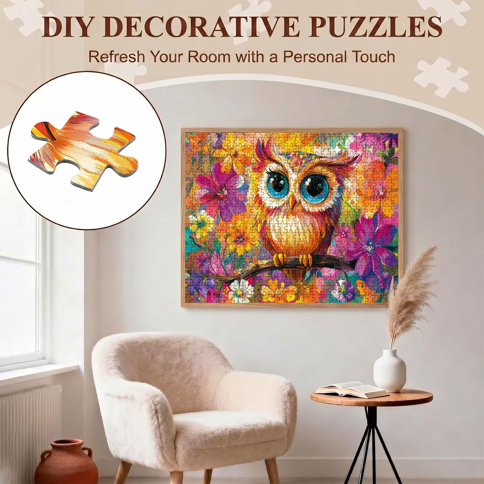 gufo Carino Puzzle 4000 Pezzi per Adulti, Puzzle in Legno - Collezione Classica con Poster Incluso - Sfida di Concentrazione e Passatempo Antistress, Gioco Educativo per Famiglia, 141 x 87 cm f0-723