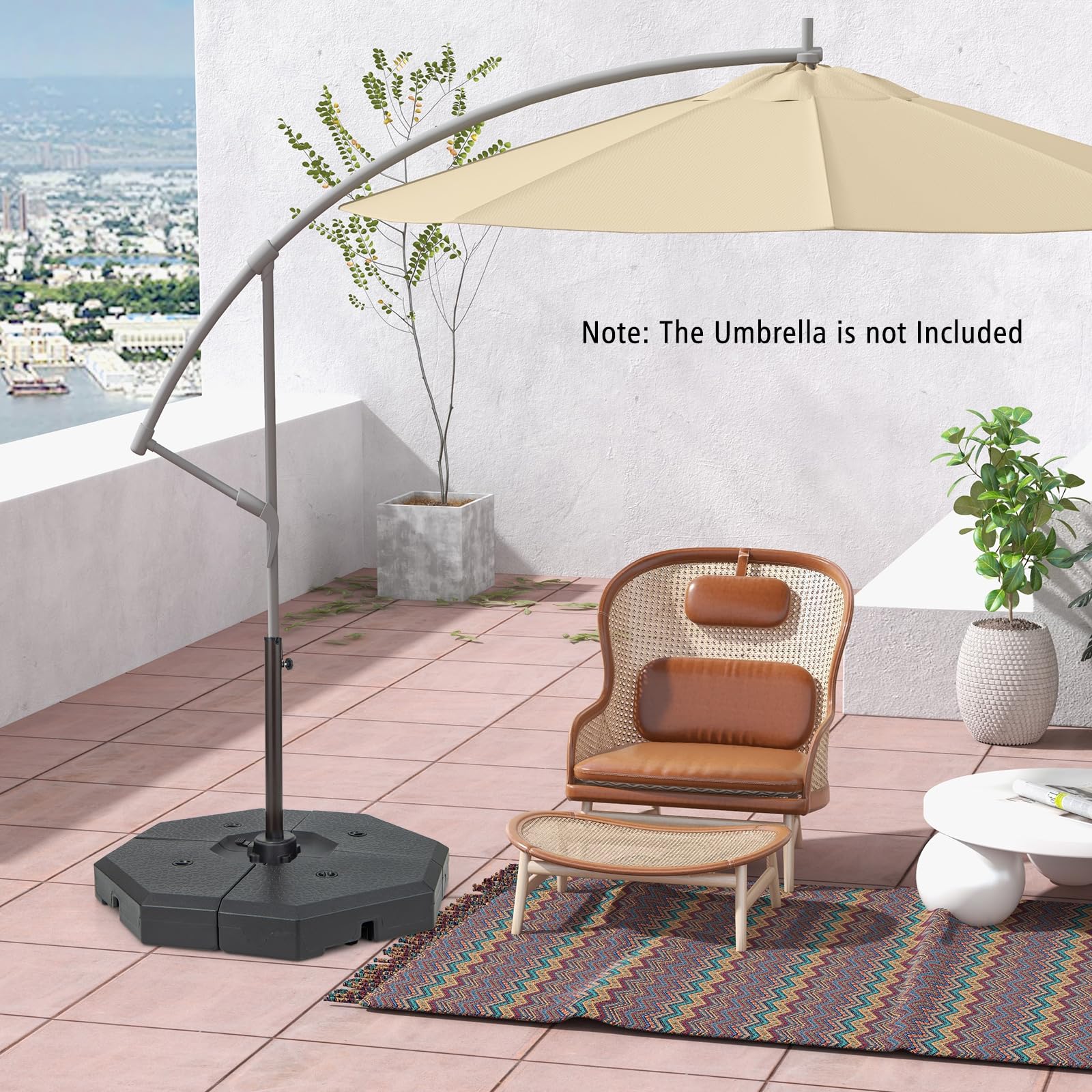 Tangkula 4 Piece 350 lbs Patio Umbrella Base, Octagon Shaped Water & Sand Filled Outdoor Weighted Umbrella Base Plate, 41