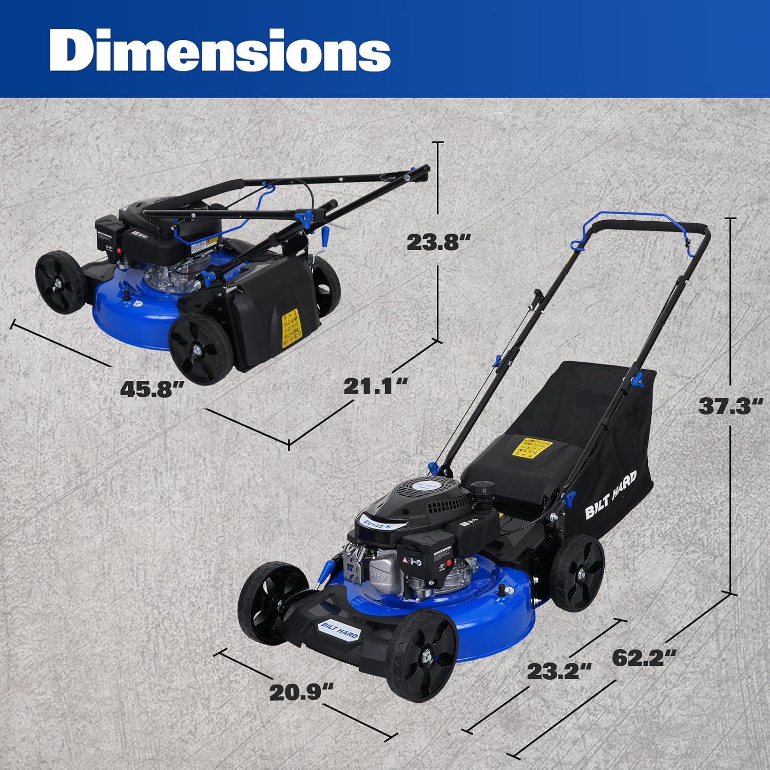 BILT HARD 21 Inch Lawn Mower Gas Powered, 4-Cycle 144cc Engine, 3-in-1 photo 7