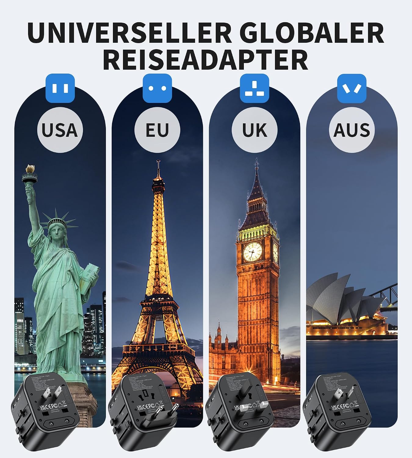 RoRoSkin Adattatore da viaggio in tutto il mondo, con 2 USB ... 4 81wjVv4DASL. AC SL1500