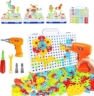 237 Pieces Electric DIY Drill Educational Set, STEM Learning Toys, 3D Construction Engineering Building Blocks for Boys an...