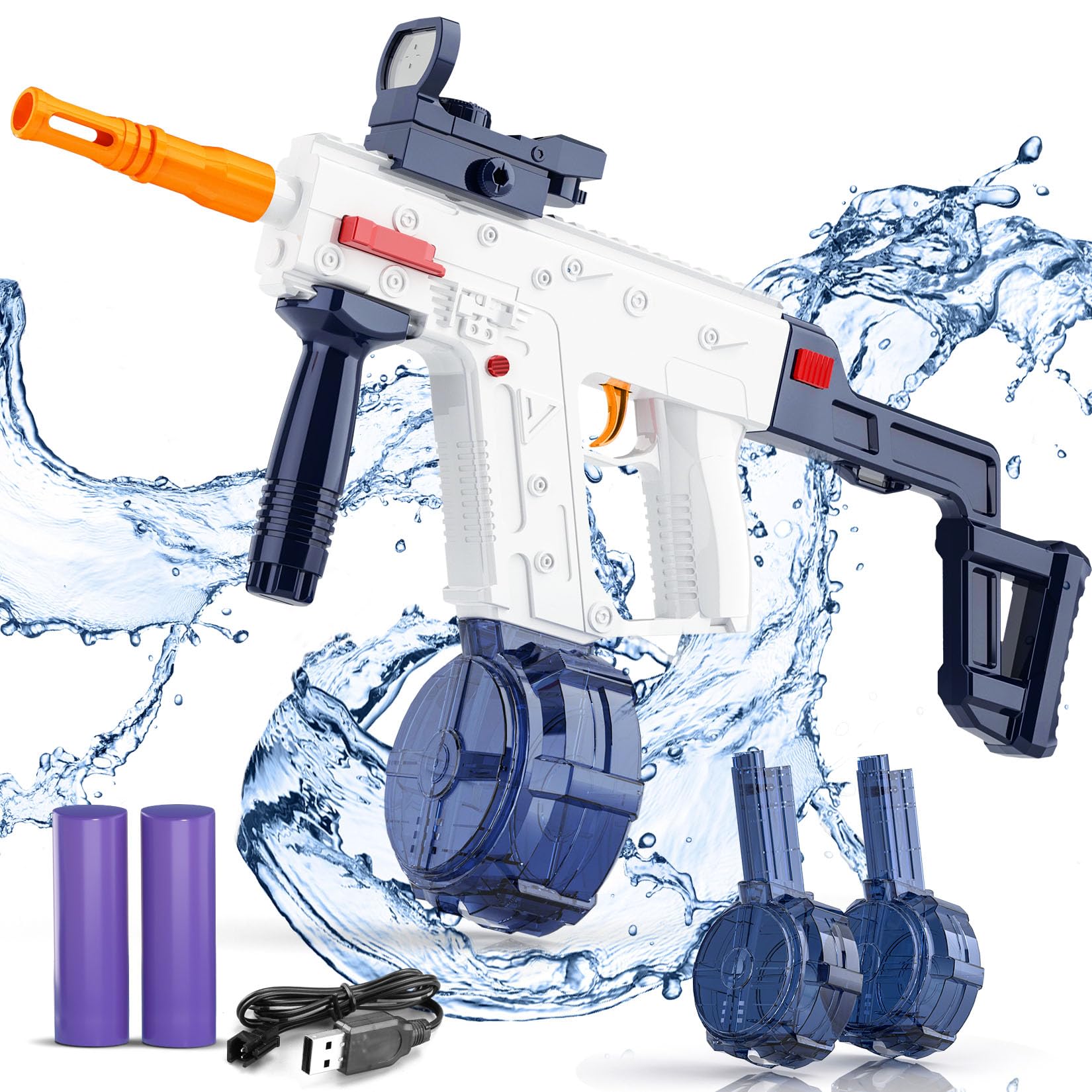 Photo 1 of Electric Water Guns - 32 FT Long Range Automatic Water Gun Squirt Gun with 2 Water Tanks?434CC+434CC High Capacity Water Blaster Water Guns Continuous Launch 50min Water Squirt Guns for Adults & Kids Bblue
