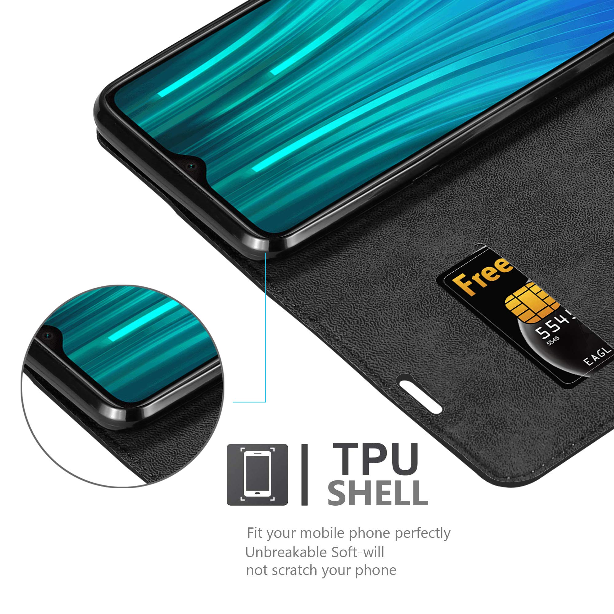 Cadorabo Handyhülle Für Xiaomi Mi 8 – Flip Cover Aus Kunstleder Mit Standfunktion & Kartenfächern