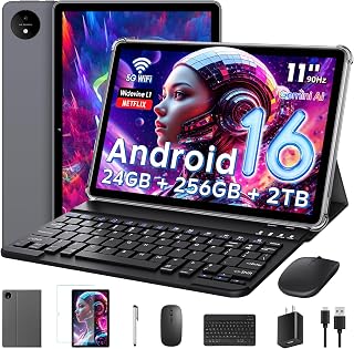 Raemond M70 Android 16 Tablet 11 Inch: 24GB RAM, 256GB ROM, Gemini AI, 90Hz FHD Display, Keyboard Mouse Stylus Bundle