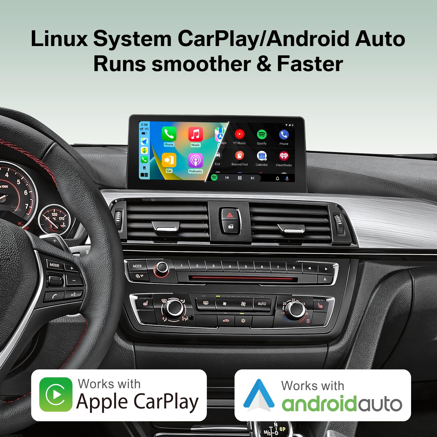 Autoradio Bildschirm 10,25 Zoll für BMW 1er 2er 3er 4er F20 F21 F22 F23 F30 F31 F32 F33 F34 F36 2011-2015 NBT, Linux Touchscreen, Kabelloses CarPlay & Android Auto, Original iDrive System erhalten