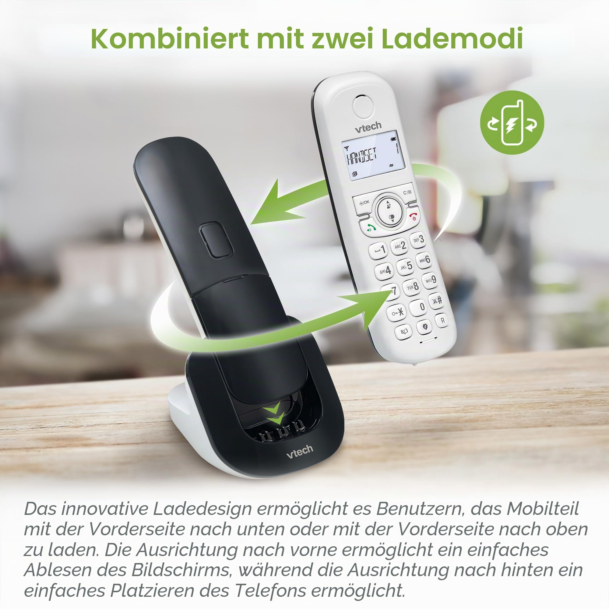 (Französische Fassung) VTech CS1501 Schnurloses DECT-Telefon mit Zwei Mobilteilen, Anrufsperre, Anruferkennung/Anklopfen, Freisprecheinrichtung, beleuchtetem Display und beleuchteter Tastatur
