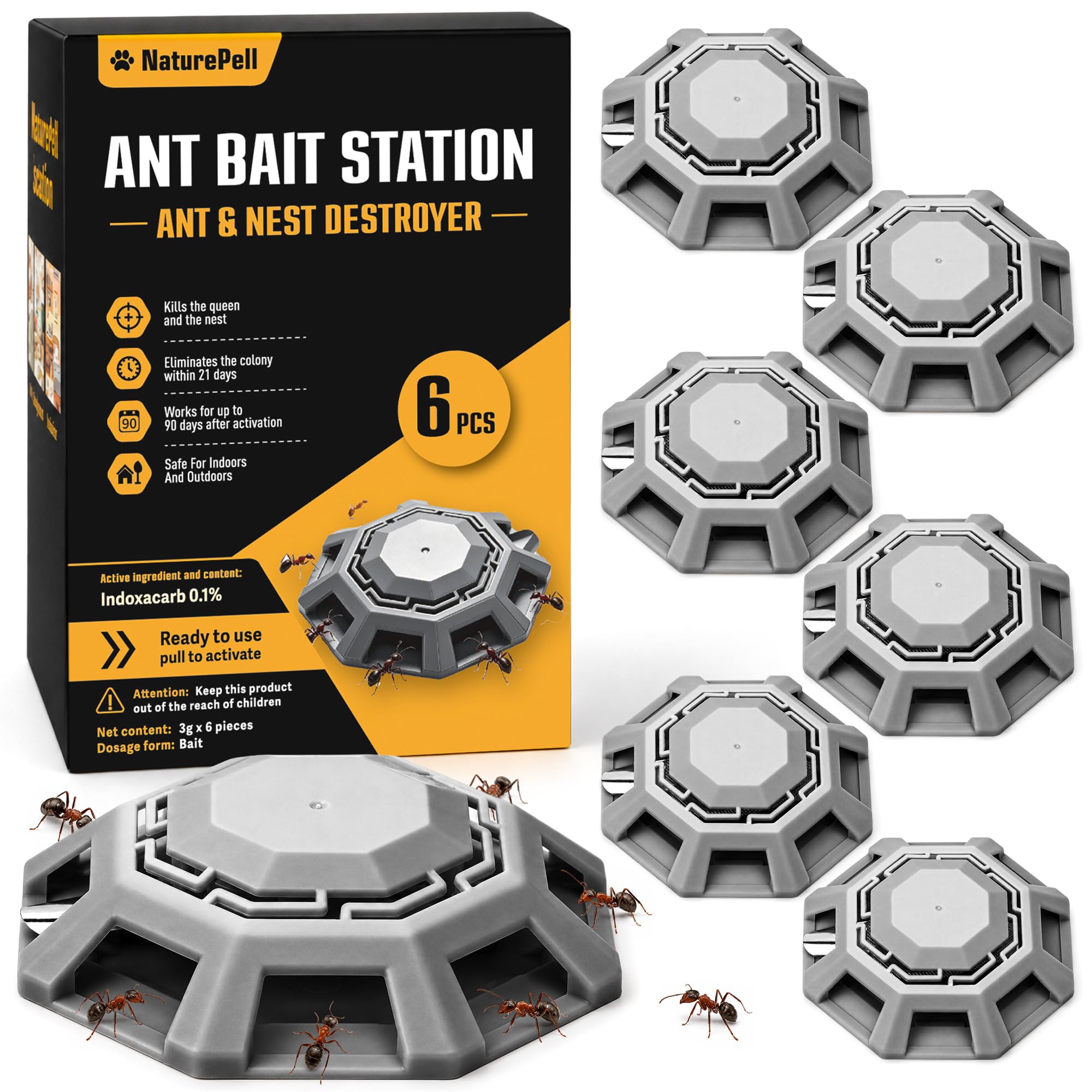 Ant Killer Bait Station 6 Pack, Destroys Ants and Nests, Ant Traps Indoor Outdoor, Kills Ant Colonies Use at Home & Garden | Bait System Stations Pet Safe, Effective Ant Control, Easy to Use