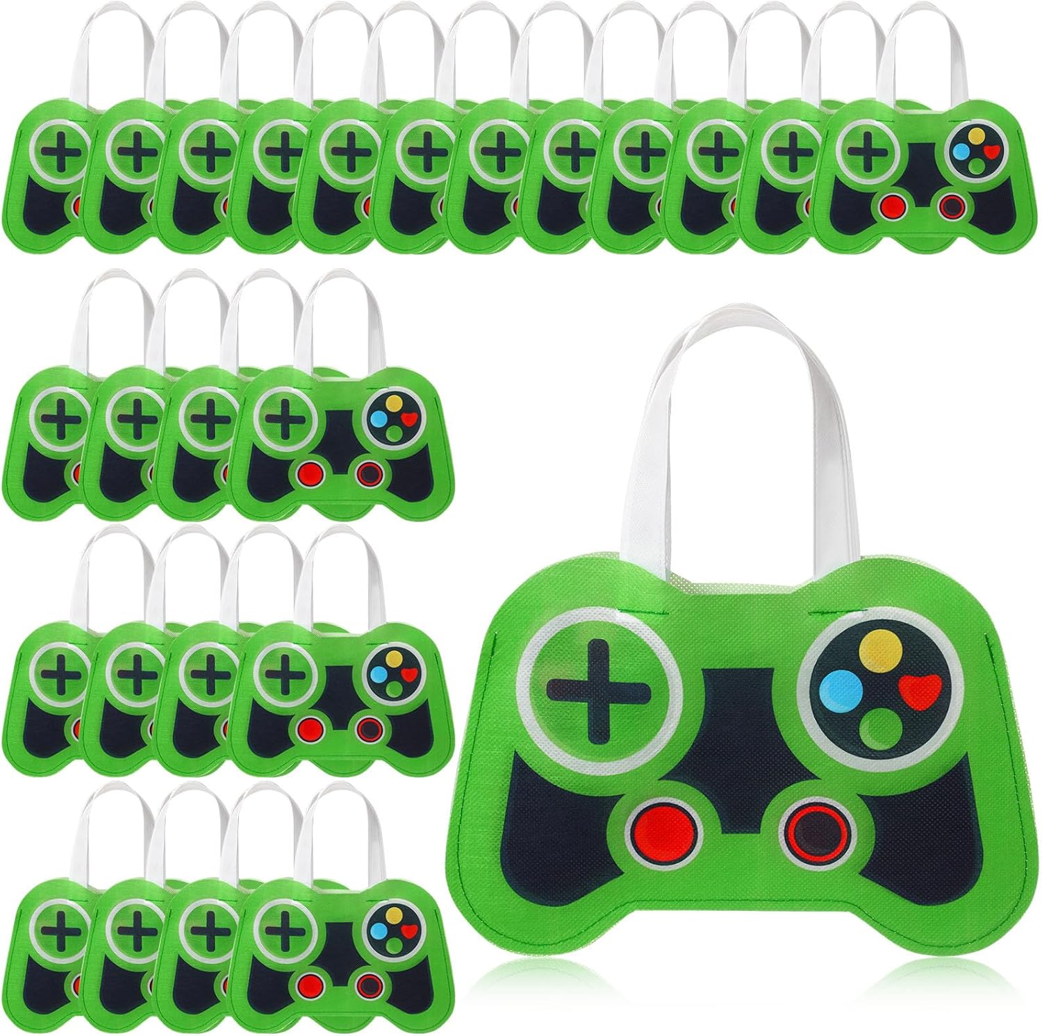 Silkfly 24 Pcs Video Game Party Favor Bags Non Woven Reusable Gaming Goodie Treat Gift Bags with Handles Gaming Party Supplies(Green) Silkfly 24 Pcs Video Game Party Favor Bags Non Woven Reusable Gaming Goodie Treat Gift Bags with Handles Gaming Party Supplies(Green)