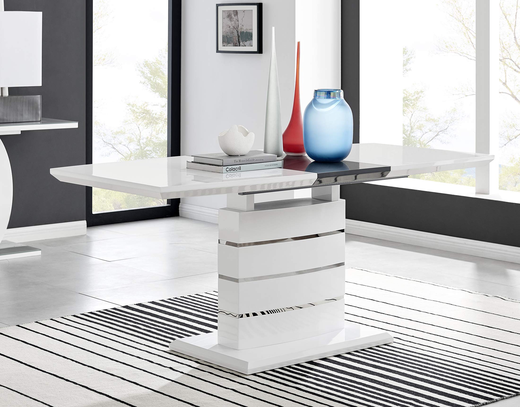 Buy Furniturebox UK Renato Modern White Grey High Gloss Chrome Large