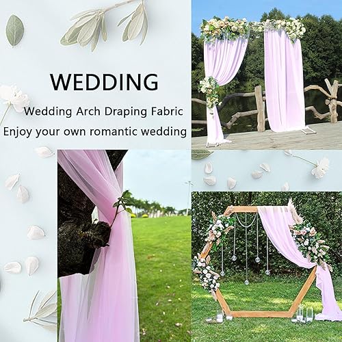 Miniatura 10 de Tela para envolver arco de boda, 63 x 32 pies, cortinas de arco de boda de tul champán, cortinas de telón de fondo transparentes para ceremonia de