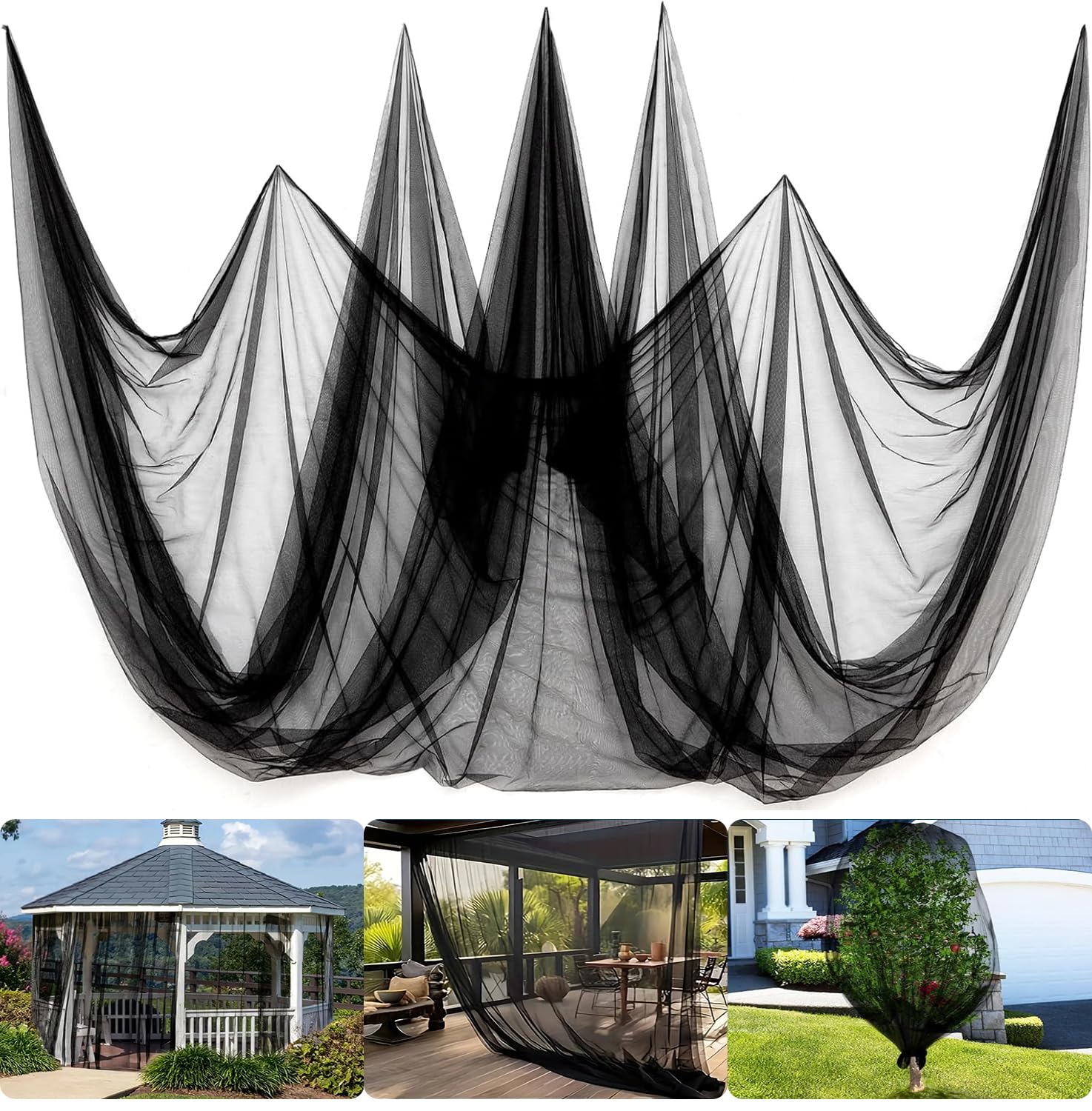 Wbesty Mosquito Net for Patio & Garden Mesh Screen Breathable Insect Bug Bird Netting for Plants, Trees, Outdoor Tents, DIY Protection Free Cutting Black/10 * 2.4M
