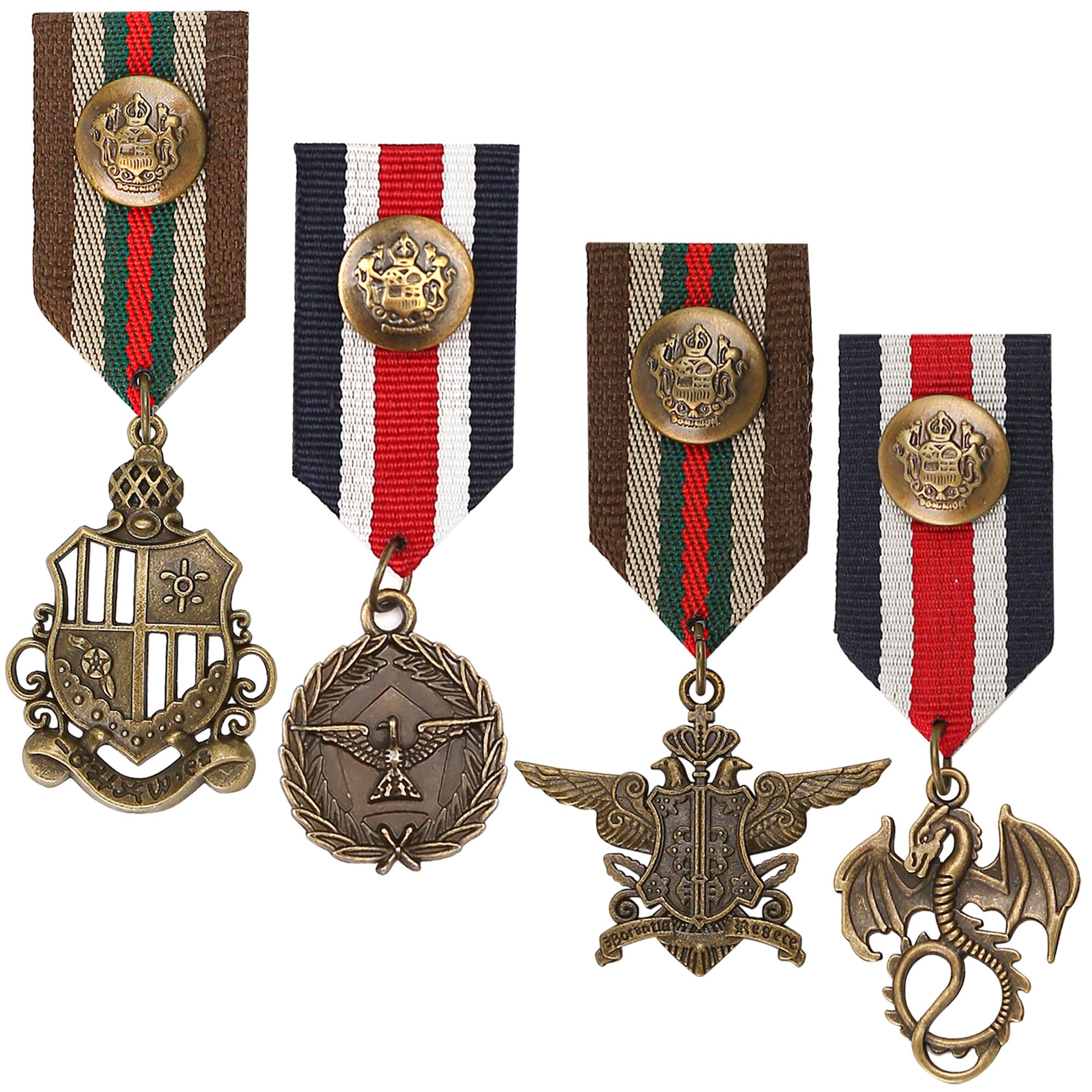 Metal Retro Vintage Medal Badges, Crown Geometric Brooch Pin, Gold Shoulder Pads, For Ribbon, Uniform, Men Costume