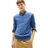 Tommy Hilfiger Uomo Pullover Essential Cotton Scollo a V, Blu (Petrol Blue Heather)