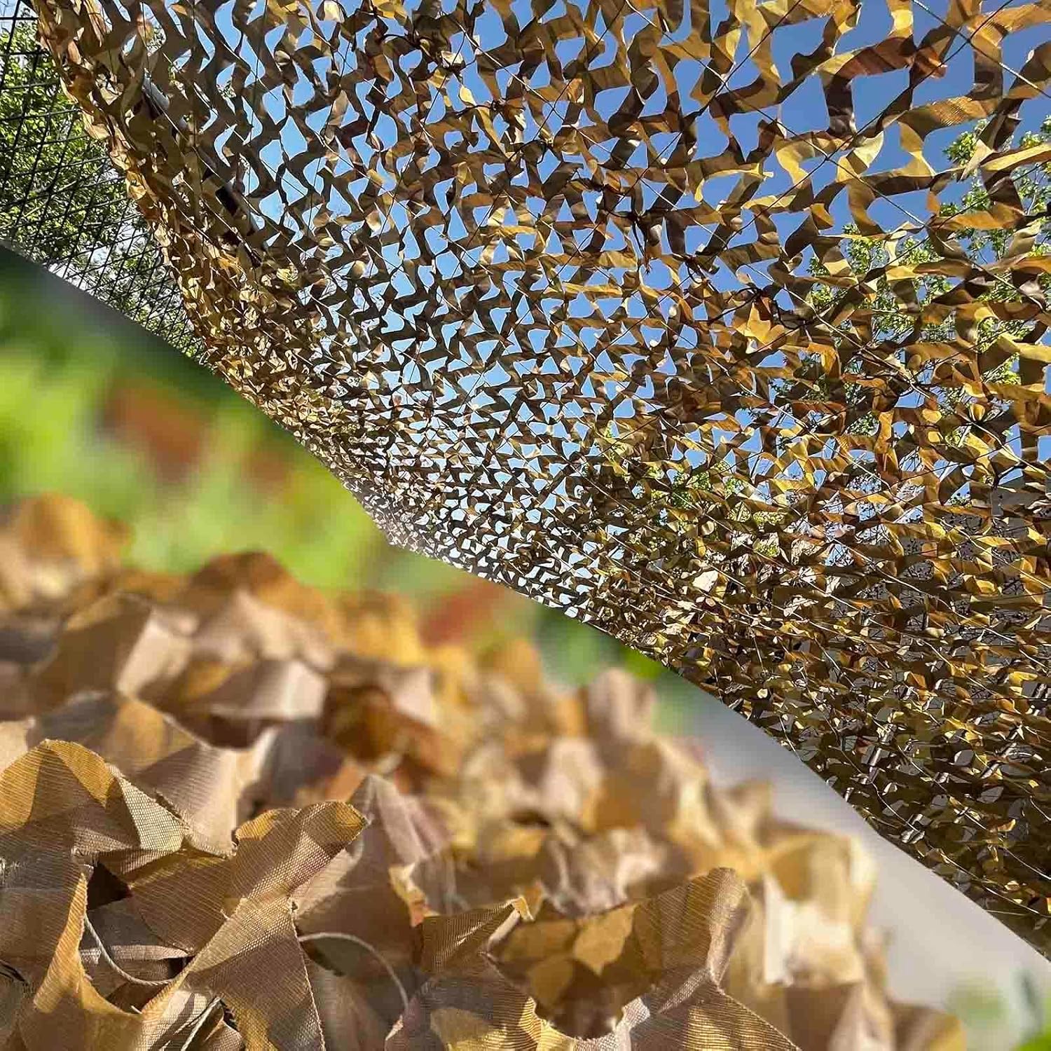 Camouflage net,Lightweight Camo Netting,car Sunshade Covers,Double Layer,Breathable,2m 3m 4m 5m,Patio Sunscreen Nets,Military net,Desert Camouflage Netting,Desert-2x11m(6.6 * 36.1ft)