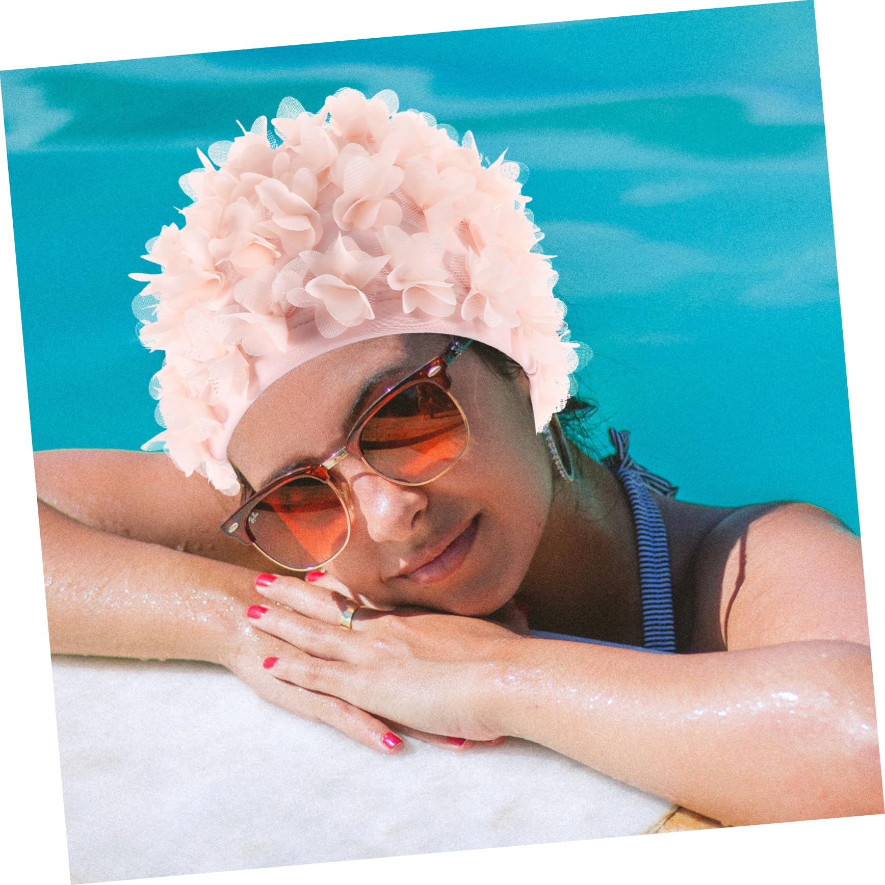 ABOOFAN 2pièces Bonnet De Bain pour Femme Cheveux Longs Lot de Bonnets De Piscine Été Facile à Enfiler Retirer