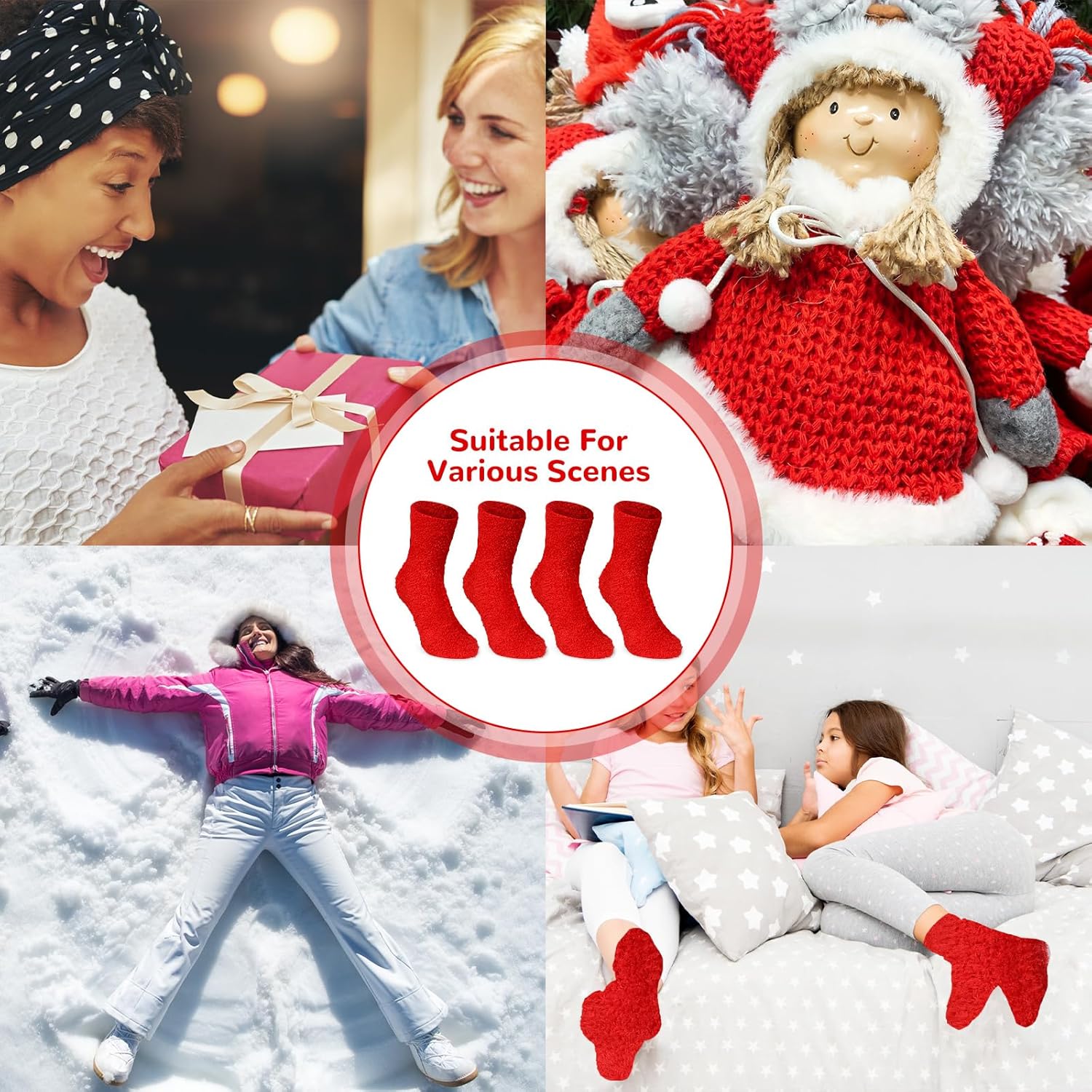 Geyoga 7 Pairs of Fuzzy Socks for Women Warm Slipper Soft Plush Coral Fleece Socks for Winter Christmas - Image 6