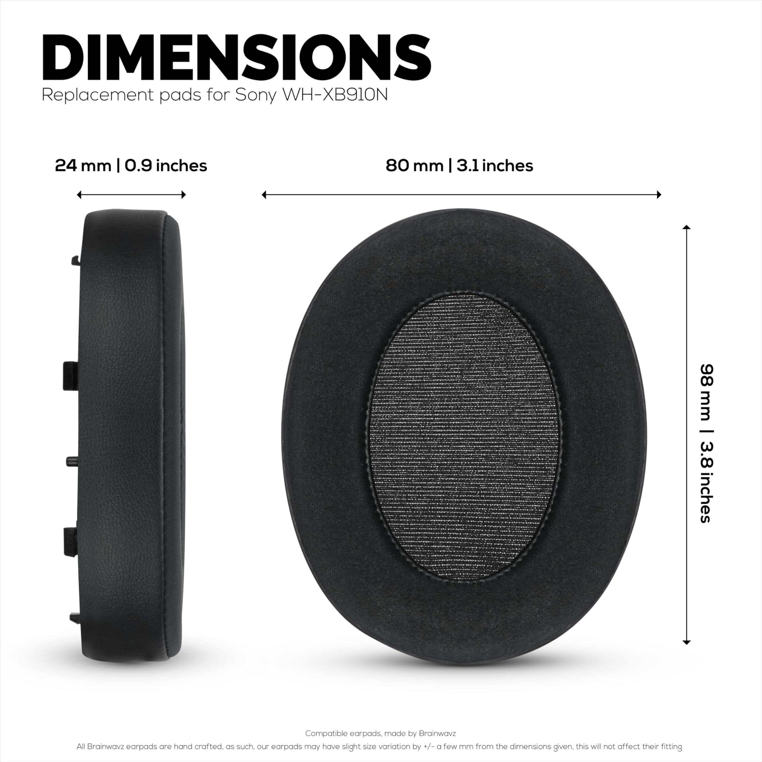 Almohadillas híbridas para auriculares Sony WH-XB910N, gel frío, tela súper suave, piel sintética y espuma viscoelástica más gruesa para mayor comodidad. Brainwavz