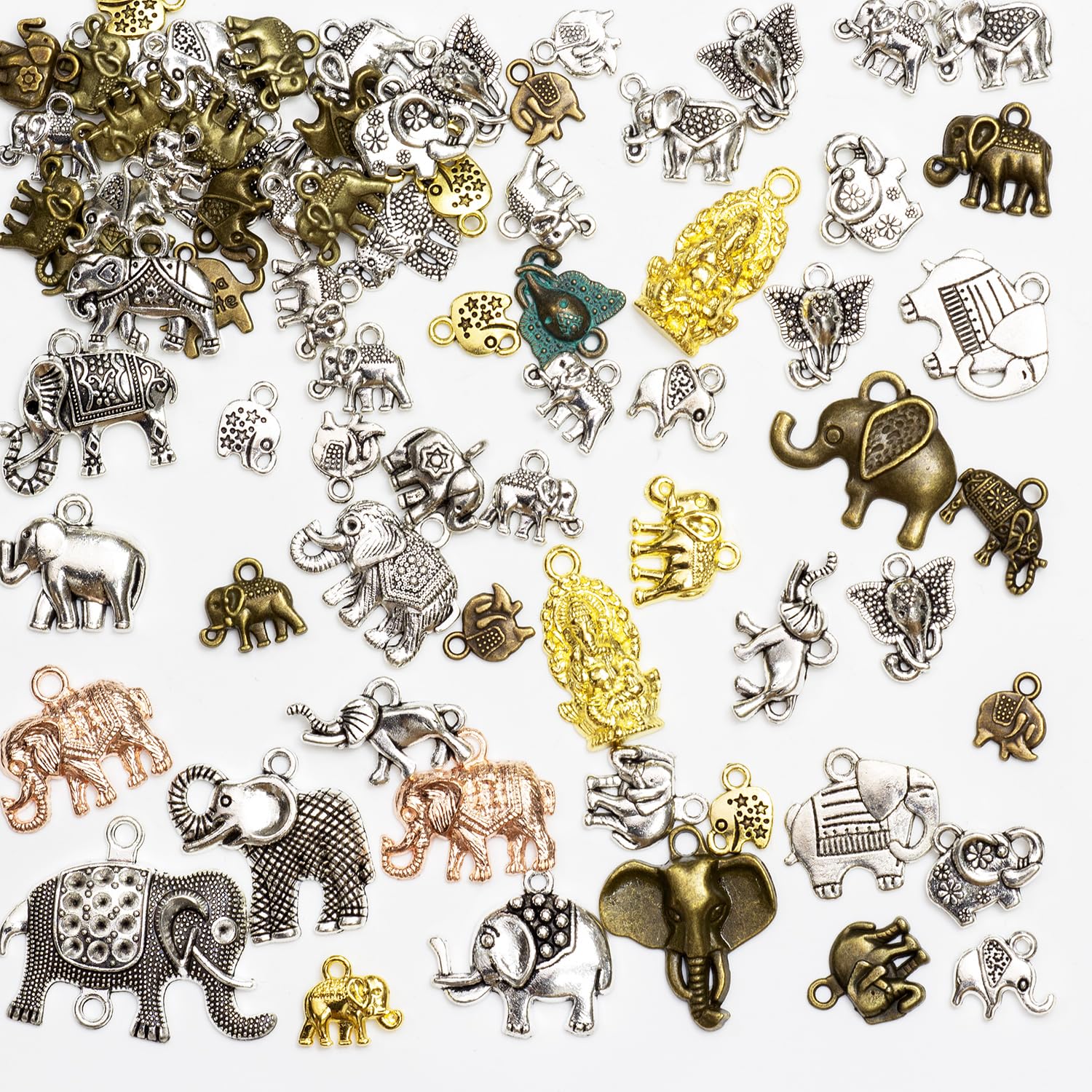 stino100g Metal Pendant Charms for Jewelry Making, Bulk Silver & Gold Charms for Braclet Necklace Crafts, Animal Plant Flower Pet and so on