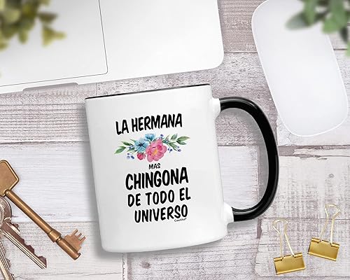 Miniatura 3 de Casitika Regalos para hermanas en español. La Hermana Mas Chingona De Todo El Universo Taza de Café de 11 Oz Regalos Para Cumpleaños.
